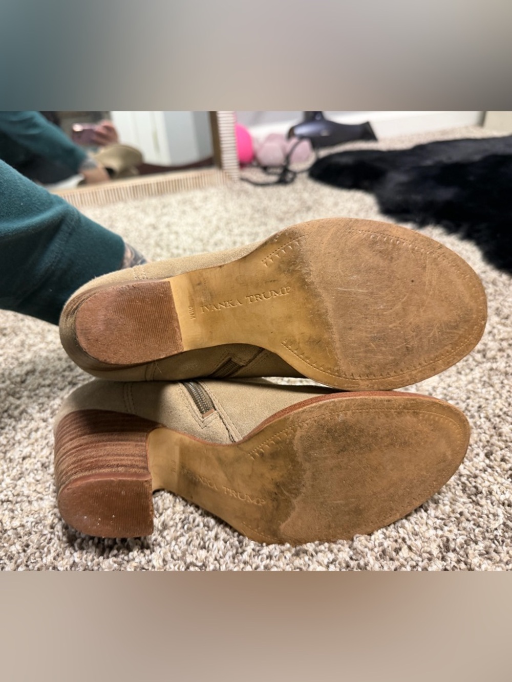 Ivanka Trump Suede Ankle Booties in Tan - Picture 6 of 8